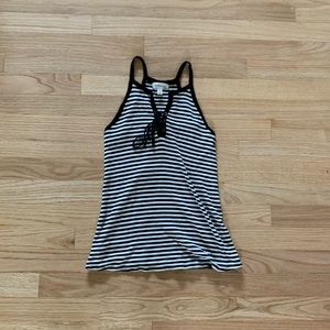 NWOT Black and White Striped High Neck Tank Top